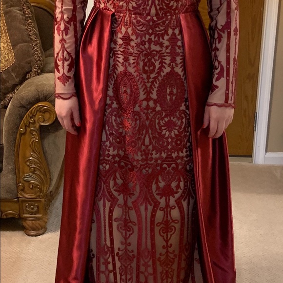 Evening Gown Red and Nude - Picture 2 of 2